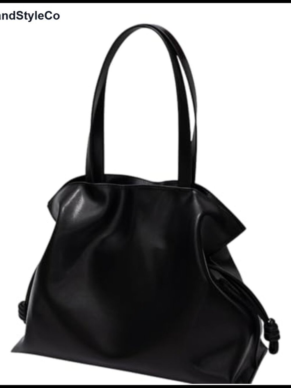 Genuine Leather Drawstring Tote with Magnetic Snap, Work Travel Handbag
